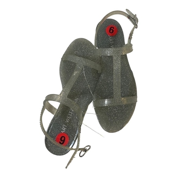 Stuart Weitzman Jelly Glitter Mellie Jelly Sandals 6‎ Clear Silver - Picture 5 of 5
